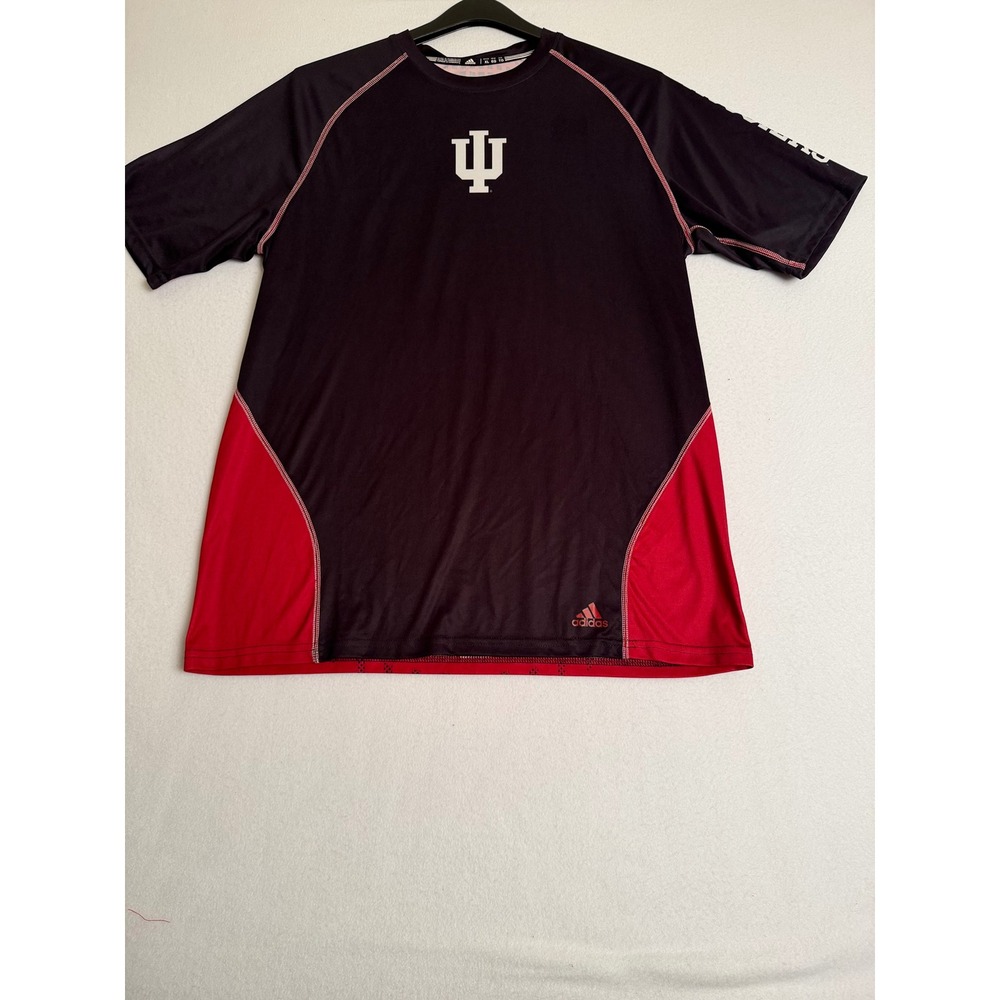 Adidas Indiana University Hoosiers Climalite Shirt Mens XL Black Red IU Logo